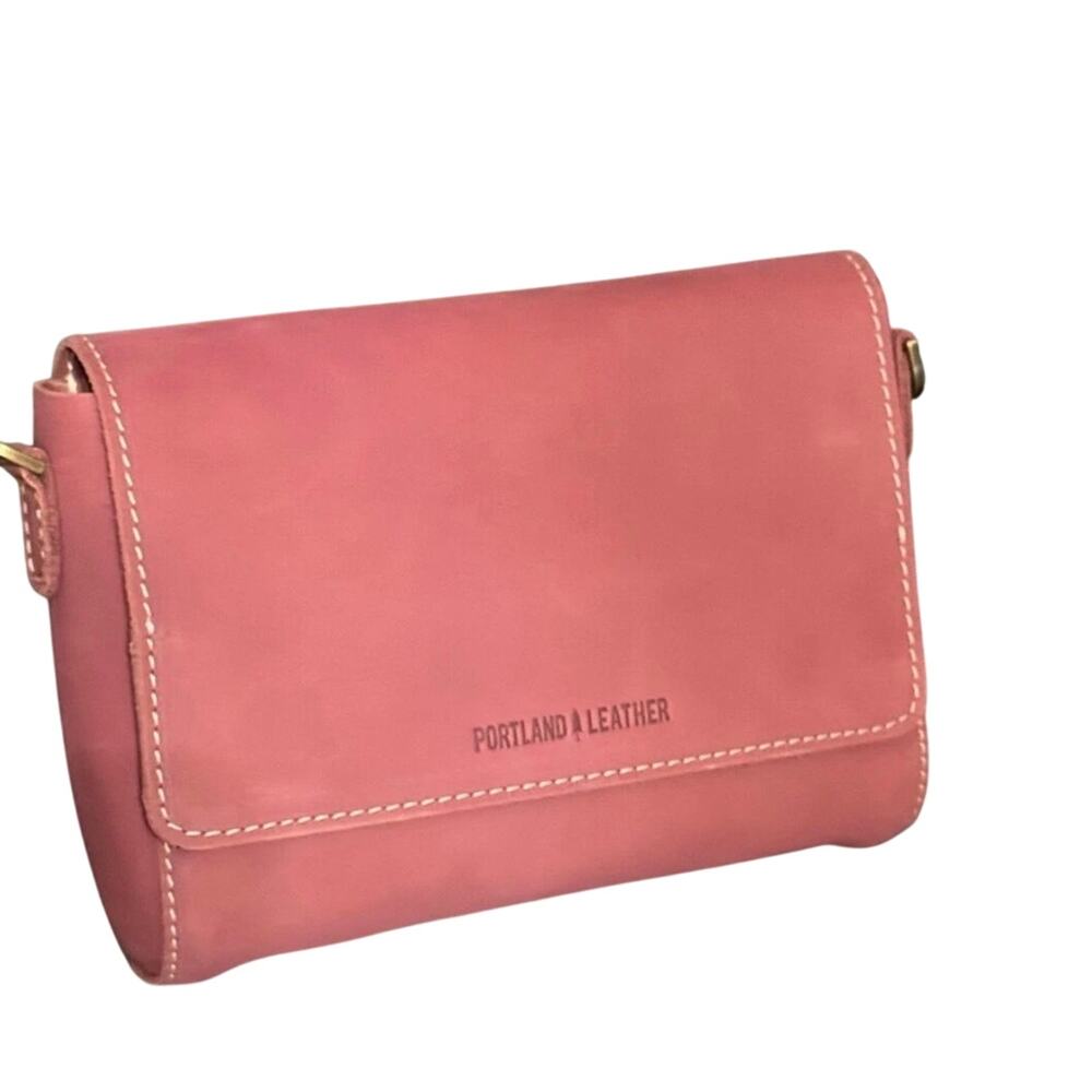 Portland Leather Foxglove Rose Pink Flap Crossbody Bag - Picture 2 of 4